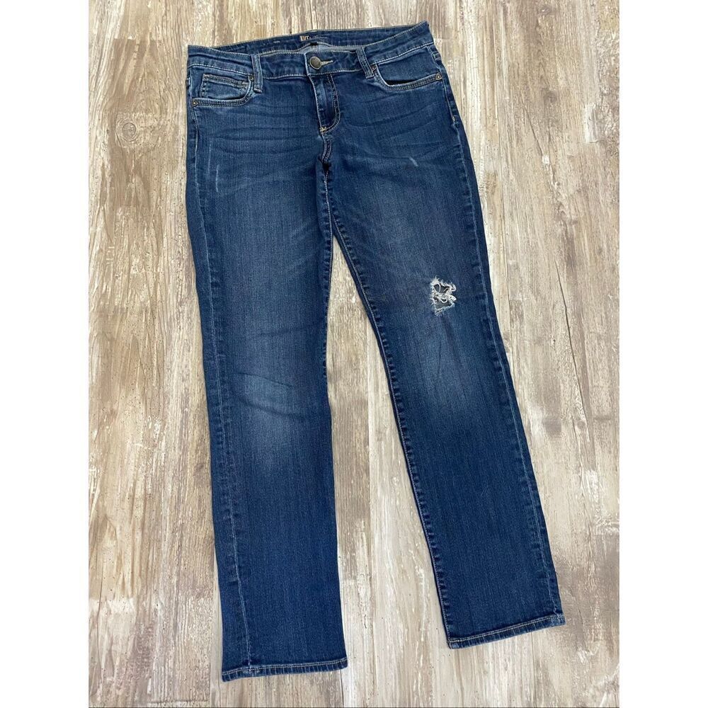 Kut From The Kloth Boyfriend Jeans Straight Mid Rise Distressed Women’s Sz 6